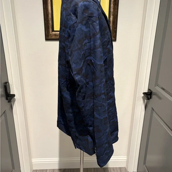 Tailorbyrd Mens Navy Camouflage Corduroy Blazer - Picture 2 of 4